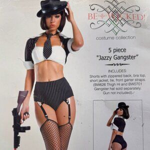 Be Wicked Jazzy Gangster 5-Piece Costume (M/L) – Sexy Halloween Outfit